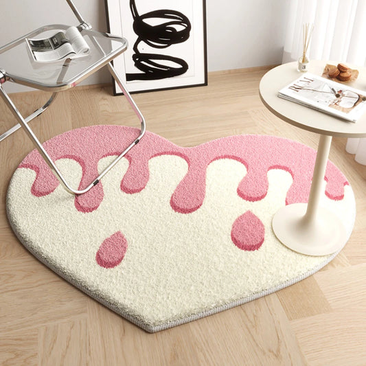 Living Room Carpet Fashion Minimalist Cute Peach Heart Printed Special-shaped Plush Rug IG Home Decoration Fluffy Bedroom Mat