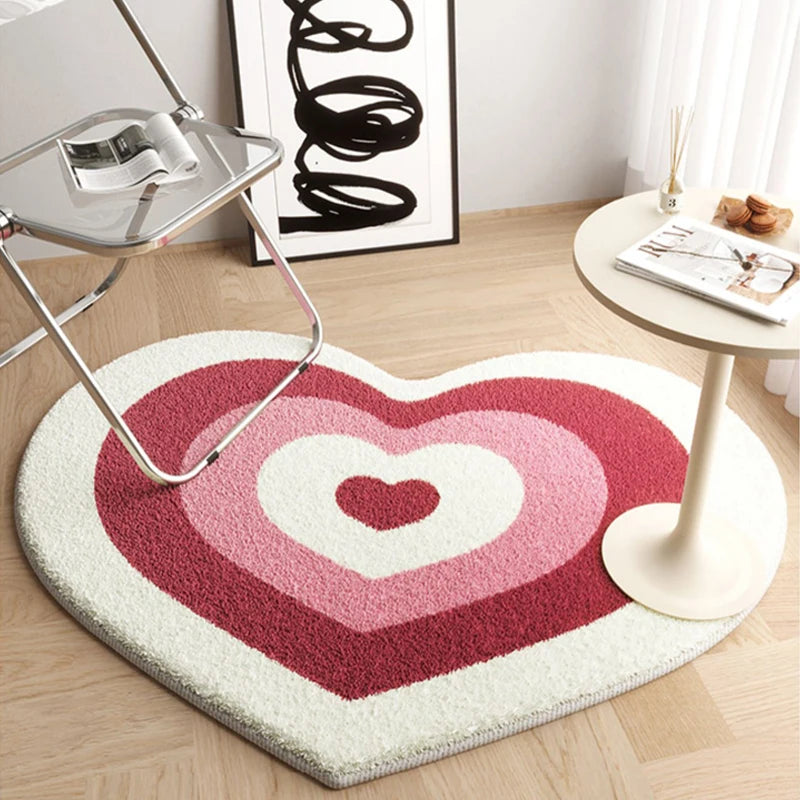 Living Room Carpet Fashion Minimalist Cute Peach Heart Printed Special-shaped Plush Rug IG Home Decoration Fluffy Bedroom Mat